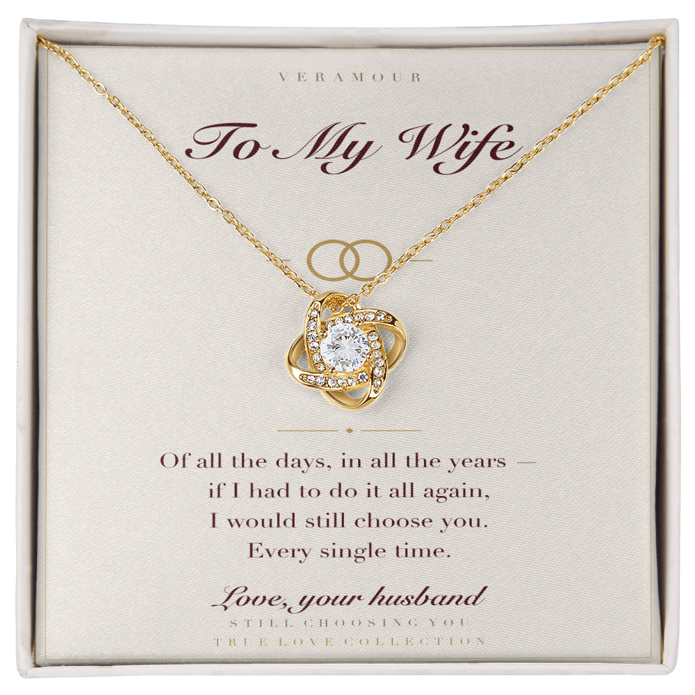 Personalized To My Wife necklace — yellow gold finish with keepsake card