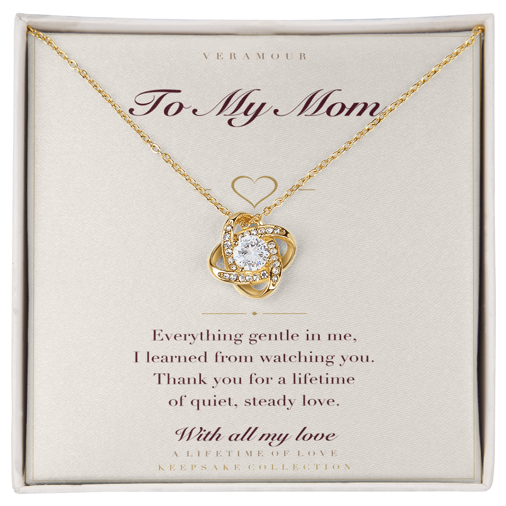 Personalized To My Mom necklace — yellow gold finish with keepsake card