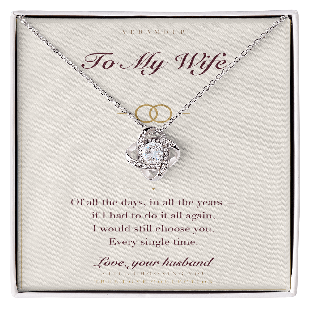 Personalized To My Wife necklace with keepsake card — white gold finish in gift box