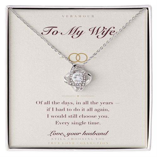 Personalized To My Wife necklace with keepsake card — white gold finish in gift box