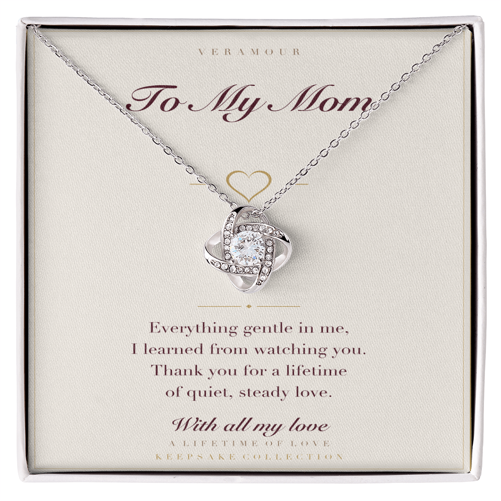 Personalized To My Mom necklace with keepsake card — white gold finish in gift box