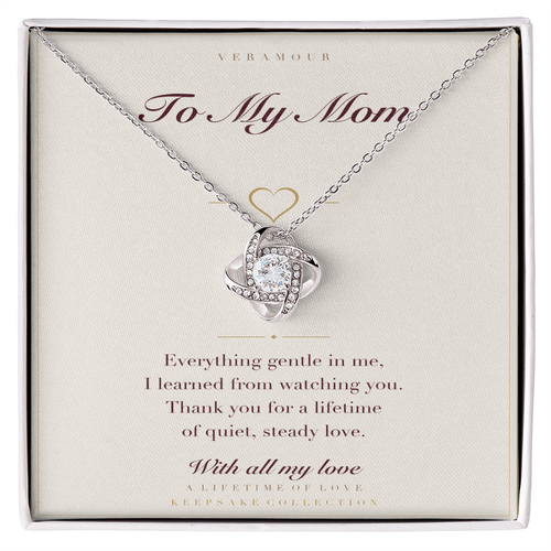 Personalized To My Mom necklace with keepsake card — white gold finish in gift box
