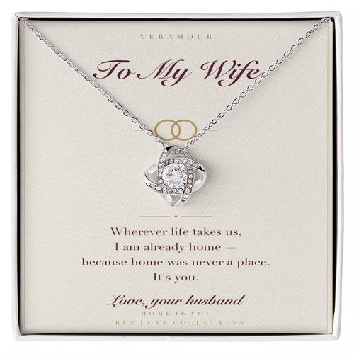 Personalized To My Wife necklace with keepsake card — white gold finish in gift box