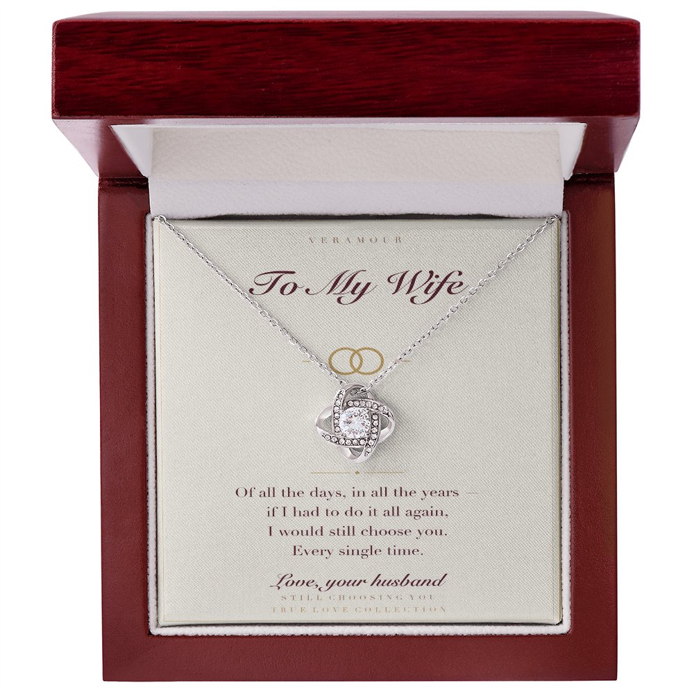 To My Wife necklace in luxury mahogany box — white gold